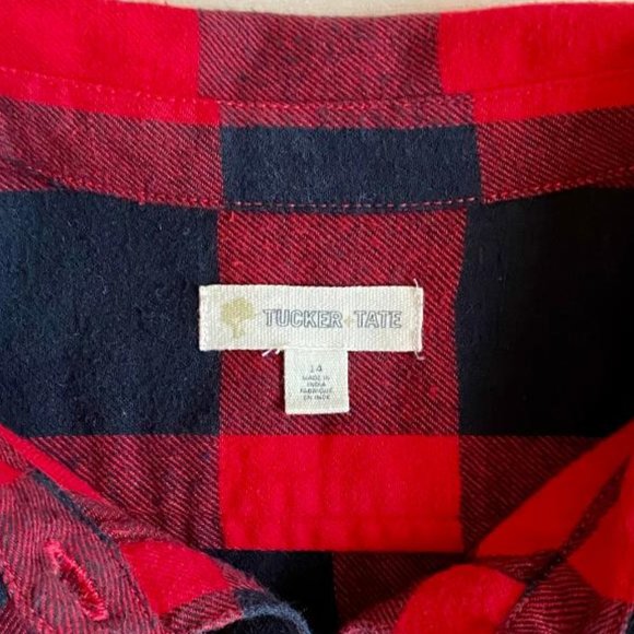 Tucker + Tate Girls' Buffalo Check Plaid Flannel Peplum Top - Picture 4 of 8